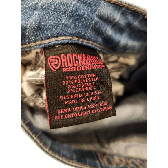 Rock & Roll Cowboy Denim Flare Striped Jeans womens 30x31* measured raw hem - Picture 4 of 9